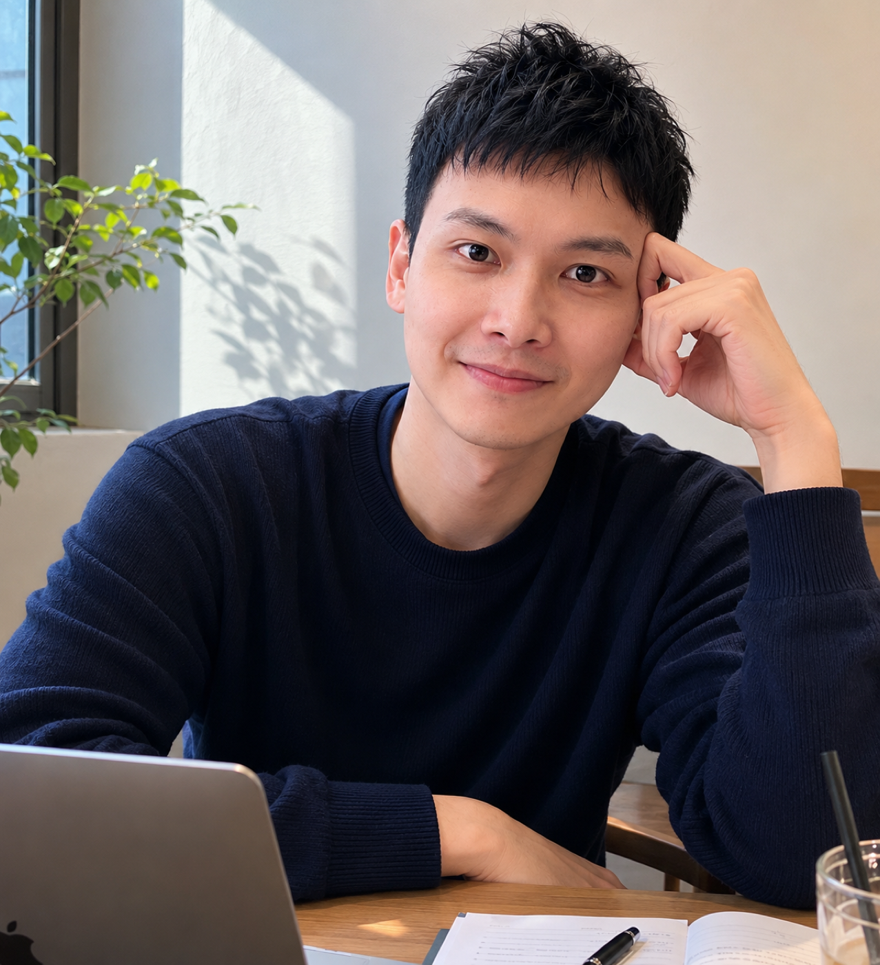 睿見紫微顧問睿麟在桌前進行線上分析